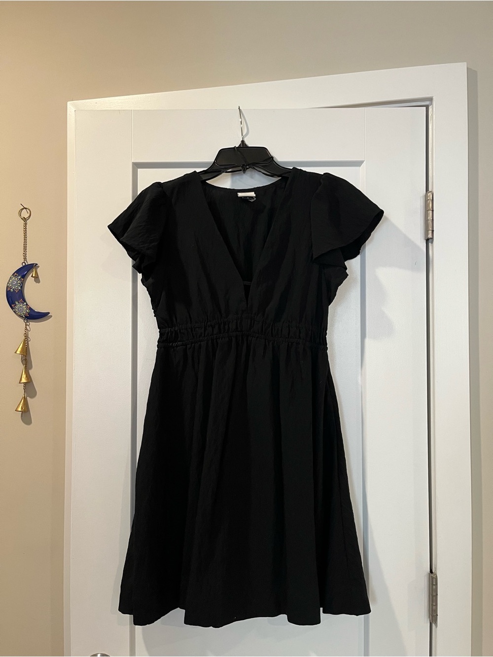 a new day Black V-Neck Flutter Sleeve Dress